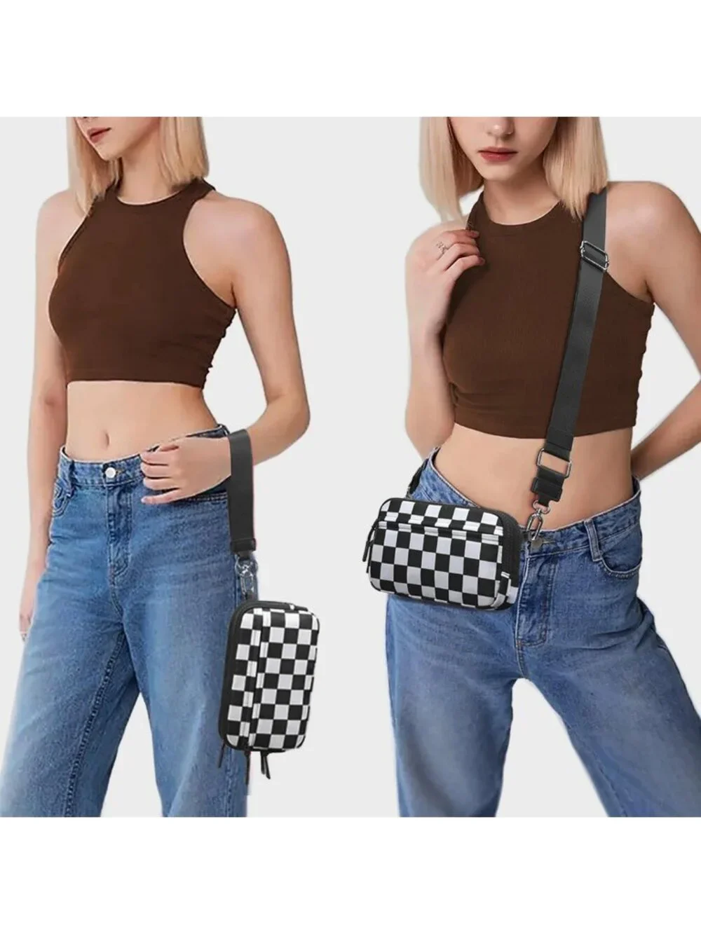Quilted Nylon Wristlet Wallet for Women - 4 Zipper Travel Credit Card & Phone